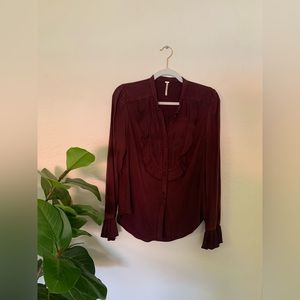 Free People Purple Long Sleeve Blouse Size S